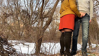 Hot stepmom pees with me outside