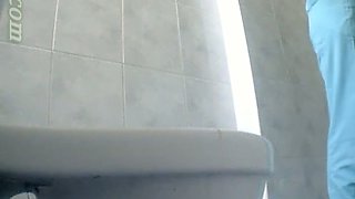 Lean and sexy young white girl got her booty filmed in the toilet