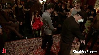 Two slaves gangbang humped at party