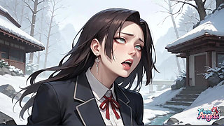 Frozen Milk Flood Schoolgirl's Snowy Squirting Orgasm