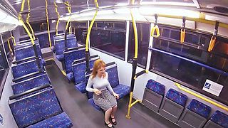 Hot blonde is sucking dick and fucking on the bus