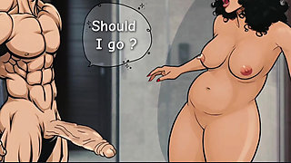 Modest Housewife Cheats on Her Husband in the Shower with a Muscular Guy with a Big Dick. Cartoon