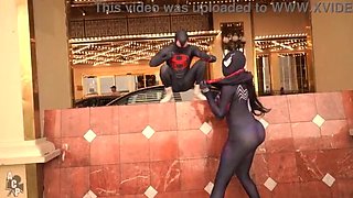 Spiderman's Journey Through the Feline Cosmos Featuring Ebony Enigma & Gibby The Harlequin