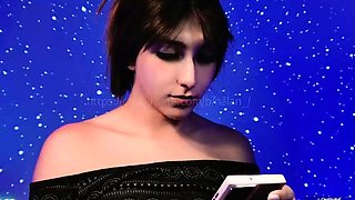 Shemale tranny enjoying solo masturbation