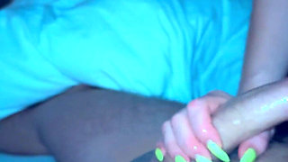 Long Green Neon Toenails Morning Footjob - Blonde MILF POV 4K