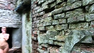 Exhibitionist Blonde Teen Walks Through Abandoned Buildings