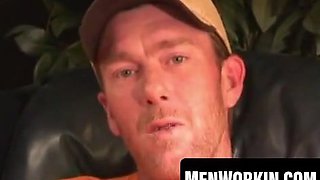 Mature batty boy peels off after the dialogue and strokes off