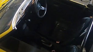 Behind the scenes vintage car