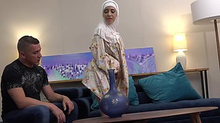 Hot wife in hijab has a sexy surprise for her husband