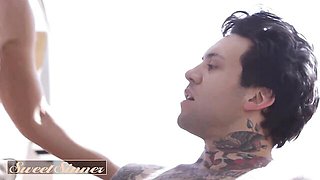 India Summer Doggy Style On Tan Leather Couch With Tattooed Stud