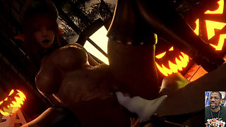 Halloween Succubus Gets Her Bald Pussy Creampied, Gemma Gets Her Face Covered with Cum