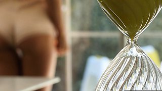 Petite blonde MILF strips in her kitchen