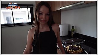 Stepsister Cooked A Juicy Steak. I Had To Fuck Her In The Kitchen