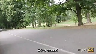 Hunt4k. wealthy man picks up beautiful female in front of her...