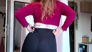 French Redhead MILF Big Natural Tits Striptease Dance HD