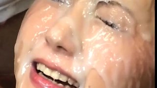 Playgirl earns a facial after a booty group sex