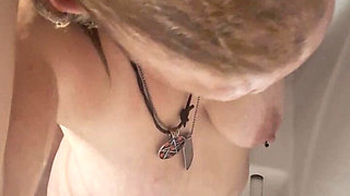 Surprised Blowjob for Hubby in the Shower