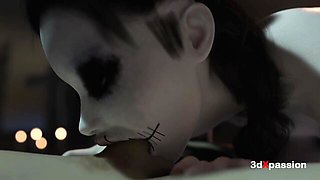 Pure baby girl's blowjob action