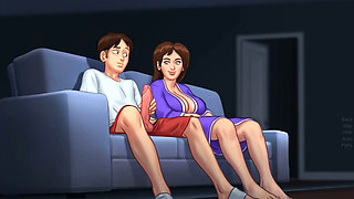 Landlady Catches Student Jerking Off, Then Rubs His Huge Cock - summertime saga gameplay part 1