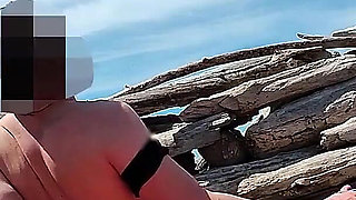 253 - Fingering Wet Pussy on Beach and Gets Caught and Interrupted by Watcher - Misscreamy