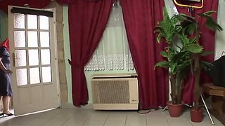 Horny Granny with Hairy Pussy Gets Extreme Blowjob and Facial