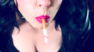 Your Leather Clad Mistress Tina Snua Smokes One Cork 100 Cigarette In Satin Gloves - Listen To The Squeak Of My Leather!