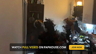 Dominant MILF Stretches Latex Sub's Ass Wide in Kitchen