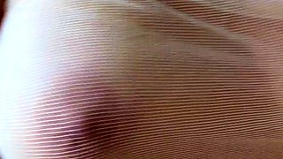 Bitch in fishnet pantyhose rides cock! Her ass is heavily