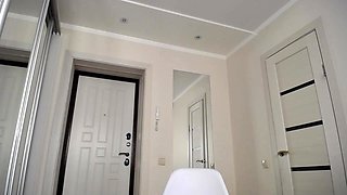 Pregnant blonde masturbates close up