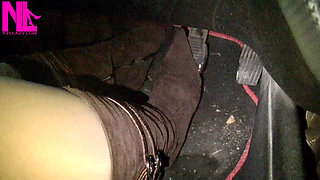 Driving in Nude Pantyhose and Bworn Buckled Pumps