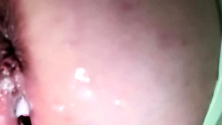 Toilet orgasm with creampie cum dripping