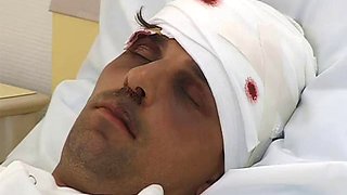 Nurse helps patient with anal after betraying his wife: Blowjob, Cowgirl  Brunette Porn