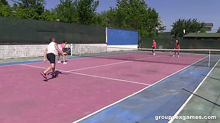 Horny Mixed Double Tennis Match