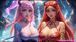 2. Movie, the Queen Ask 2 Girls for Kiss and Bouncing Breast, Ai Animation