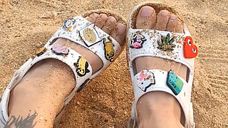 Look at My Toes in Crocs on the Beach