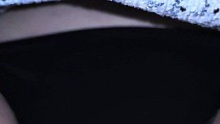 Stranger Cums Hard Inside Her Panties Under Skirt on Subway Train