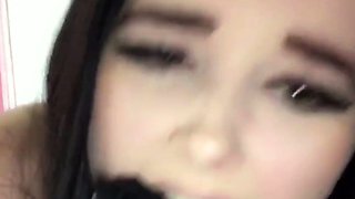 Beautiful teen brunette Jessica Sinn masturbates