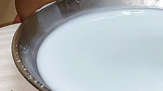 First Milking Video One Glass of Milk From Breast