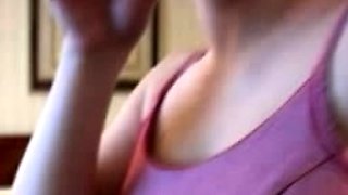 Hot teen with big boobs toying her pussy