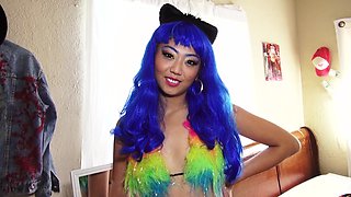 Asian beauty shows off devouring dick in generous POV cosplay