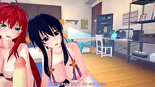 Akeno and Rias Surprise me with a double blowjob - DXD NTR Madness Series