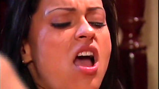 Young Hot Brunette Makes a Hot Blonde MILF Cum