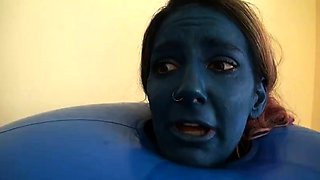 Latex slut solo anal masturbation