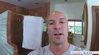 Big Tit Beauty Takes a Load of Cum in the Bathroom