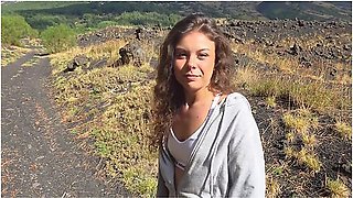 Italian Amateur Outdoor Green Eyed Brunette Gets Fucked By Her Hiking Guide