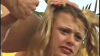 Pigtailed Blonde Teen Slut Takes Rough Anal Pounding