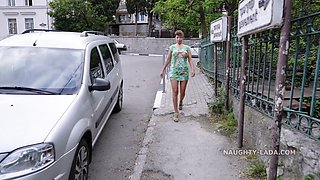 My sex wife takes off her clothes on the street