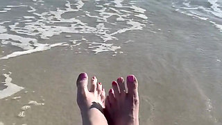 Waves Crashing on Size 16 Feet & Legs