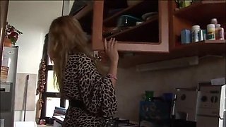 Blonde with big boobs loves huge dick in her hairy pussy, mouth, and ass