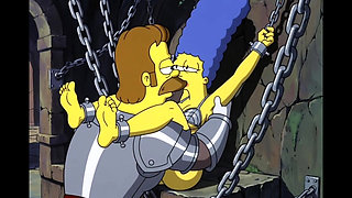 Slut in Chains Takes His Cum. Erotic Fantasy. Cartoon Parody of the Simpsons